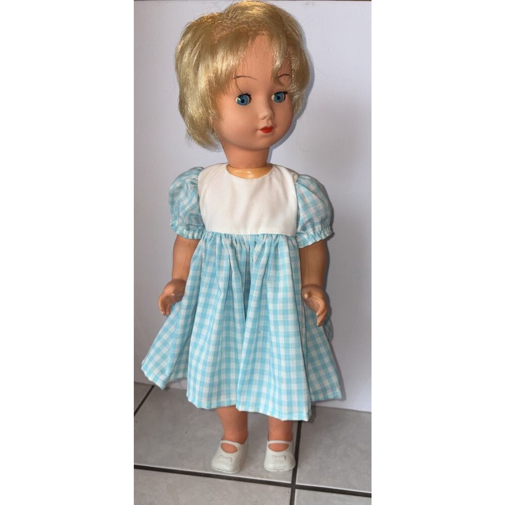 Vintage Italy Unbranded Doll 26" Sleeper Blue Eyes Blonde